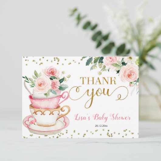 ベビーが紅茶パーティー赤ちゃんシャワーありがとう サンキューカード