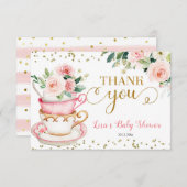 ベビーが紅茶パーティー赤ちゃんシャワーありがとう サンキューカード (正面/裏面)