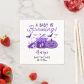 ベビーが紫色のハロウィーンの赤ちゃんシャワーを醸造している スタンダードカクテルナプキン (インサイチュ)