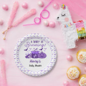 ベビーが紫色のハロウィーンの赤ちゃんシャワーを醸造している ペーパープレート (パーティー)