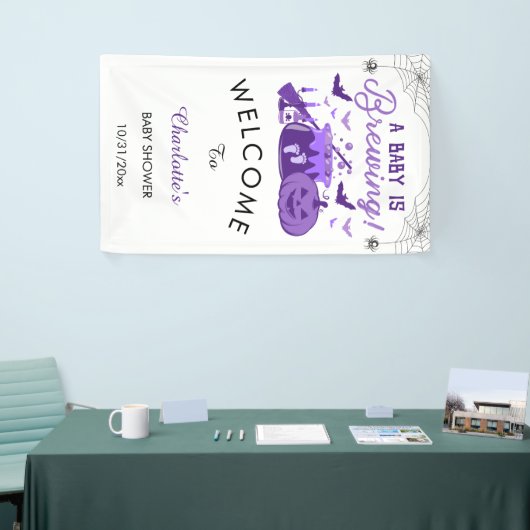 ベビーが紫色のハロウィーンの赤ちゃんシャワーを醸造している 横断幕 (トレードショー)