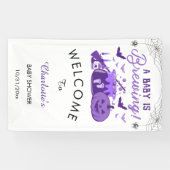 ベビーが紫色のハロウィーンの赤ちゃんシャワーを醸造している 横断幕 (横)