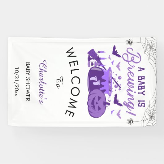 ベビーが紫色のハロウィーンの赤ちゃんシャワーを醸造している 横断幕 (横)