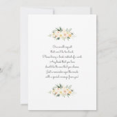 ベビーが緑と赤面の赤ちゃんシャワーを咲いている 招待状 (裏面)