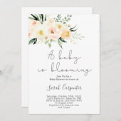 ベビーが緑と赤面の赤ちゃんシャワーを咲いている 招待状 (正面/裏面)