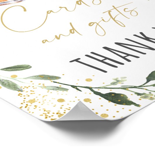 ベビーが緑のカードを醸造している&ギフトサイン ポスター (角)