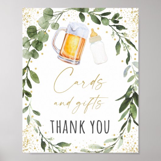 ベビーが緑のカードを醸造している&ギフトサイン ポスター (正面)