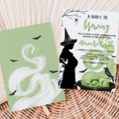 ベビーが緑のハロウィーンの赤ちゃんシャワーを醸造している 招待状