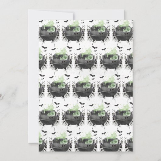 ベビーが緑のハロウィーンの赤ちゃんシャワーを醸造している 招待状 (裏面)