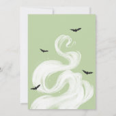 ベビーが緑のハロウィーンの赤ちゃんシャワーを醸造している 招待状 (裏面)