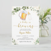 ベビーが緑の金ゴールドの赤ちゃんシャワーを醸造している 招待状 (スタンド正面)