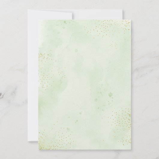 ベビーが緑の金ゴールドの赤ちゃんシャワーを醸造している 招待状 (裏面)