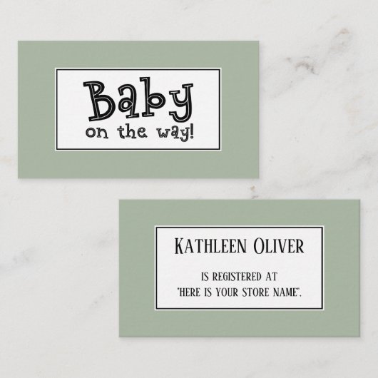 ベビーが行く!編集可能なSageギフトレジストリカード エンクロージャーカード (正面/裏面)