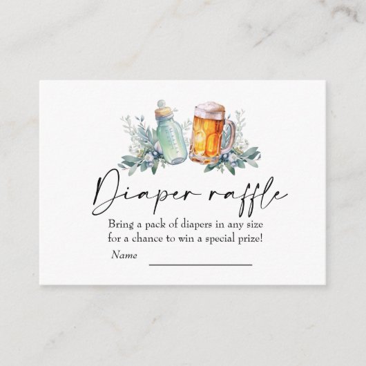ベビーが赤ちゃんシャワーおむつラッフルを醸造している エンクロージャーカード (正面)