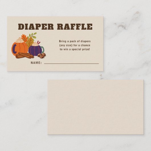 ベビーが赤ちゃんシャワーおむつラッフルを醸造している エンクロージャーカード (正面/裏面)