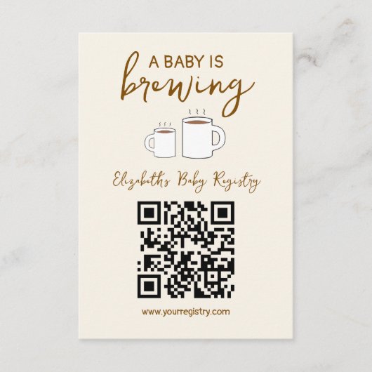 ベビーが赤ちゃんシャワーのレジストリを醸造している エンクロージャーカード (正面)