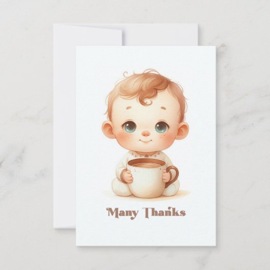 ベビーが赤ちゃんシャワーを浴びる サンキューカード (正面)