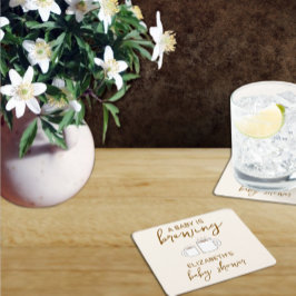 ベビーが赤ちゃんシャワーを浴びる スクエアペーパーコースター