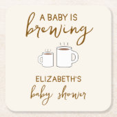 ベビーが赤ちゃんシャワーを浴びる スクエアペーパーコースター (正面)