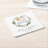 ベビーが赤ちゃんシャワーを浴びる スクエアペーパーコースター (アングル)