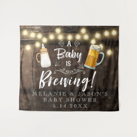 ベビーが赤ちゃんシャワーを浴びる タペストリー (正面(横))