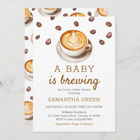 ベビーが赤ちゃんシャワーを浴びる 招待状 (正面/裏面)