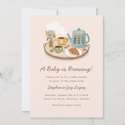 ベビーが赤ちゃんシャワーを浴びる 招待状 (正面)