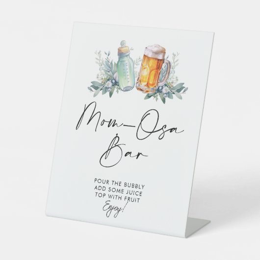 ベビーが赤ちゃんシャワーを醸造しているママ – オーサバー 台座サイン (正面)