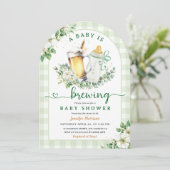 ベビーが赤ちゃんシャワーを醸造男女兼用アーチ 招待状 (スタンド正面)