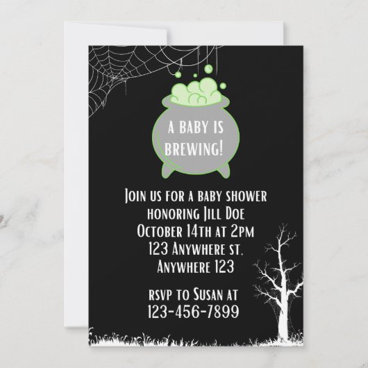 ベビーが赤ちゃんシャワー招待状ハロウィーンを醸造している 招待状 (正面)