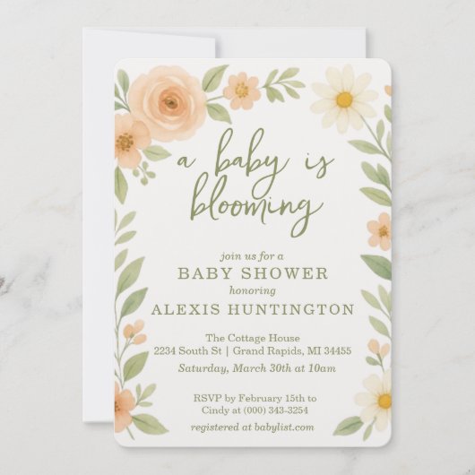 ベビーが赤ちゃんシャワー招待状 招待状 (正面)