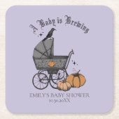 ベビーが赤ちゃん男女兼用のシャワーを浴びる スクエアペーパーコースター (正面)