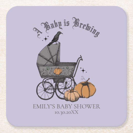 ベビーが赤ちゃん男女兼用のシャワーを浴びる スクエアペーパーコースター (正面)