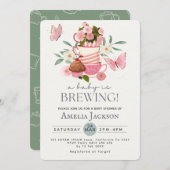 ベビーが赤ちゃん男女兼用のシャワーを浴びる 招待状 (正面/裏面)