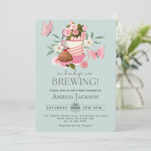 ベビーが赤ちゃん男女兼用のシャワーを浴びる 招待状 (スタンド正面)