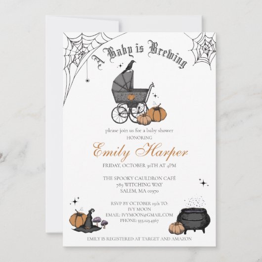 ベビーが赤ちゃん男女兼用のシャワーを浴びる 招待状 (正面)