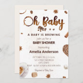 ベビーが醸造ああベビーコーヒーベビーシャワー 招待状 (正面/裏面)