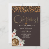 ベビーが醸造ああベビーダークコーヒーフローラシャワー 招待状 (正面)