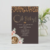 ベビーが醸造ああベビーダークコーヒーフローラシャワー 招待状 (スタンド正面)