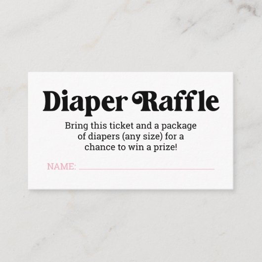 ベビーが醸造おむつラッフルチケット囲い エンクロージャーカード (正面)