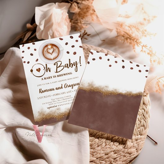 ベビーが醸造され、コーヒーベビーシャワー招待状 招待状