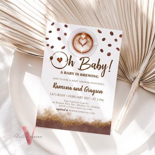 ベビーが醸造され、コーヒーベビーシャワー招待状 招待状