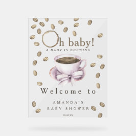 ベビーが醸造しているウェルカムコーヒーベビーシャワーパーティー アクリルサイン