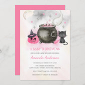 ベビーが醸造している |かわいいハロウィーンの女の子の赤ちゃんシャワー 招待状 (正面/裏面)