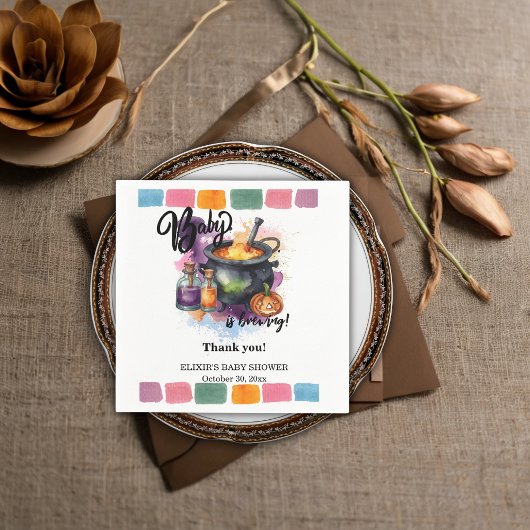 ベビーが醸造している |かわいいハロウィーンの赤ちゃんシャワー スタンダードカクテルナプキン