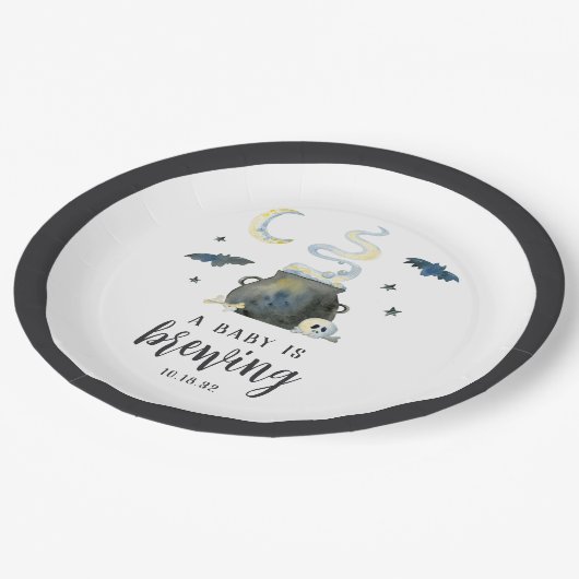 ベビーが醸造している |かわいいハロウィーンの赤ちゃんシャワー ペーパープレート (アングル)