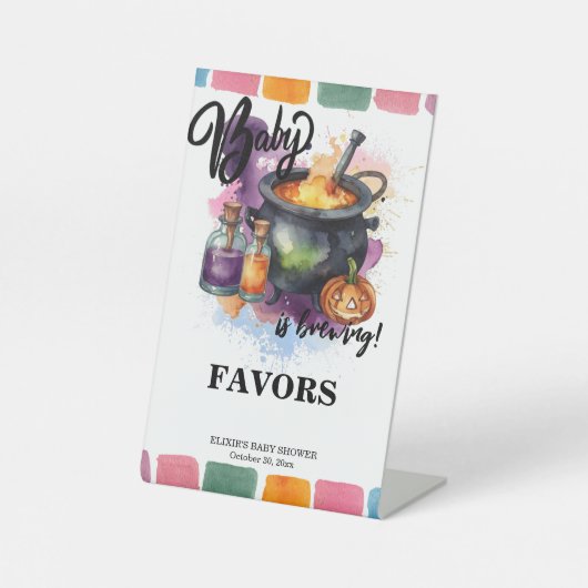 ベビーが醸造している |かわいいハロウィーンの赤ちゃんシャワー 台座サイン (正面)