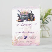 ベビーが醸造している |かわいいハロウィーンの赤ちゃんシャワー 招待状 (スタンド正面)