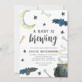 ベビーが醸造している |かわいいハロウィーンの赤ちゃんシャワー 招待状 (正面)