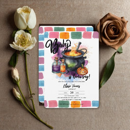 ベビーが醸造している |かわいいハロウィーンの赤ちゃんシャワー 招待状